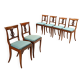 Chaises Empire anciennes en noyer et tissu, Italie, XIXe siècle