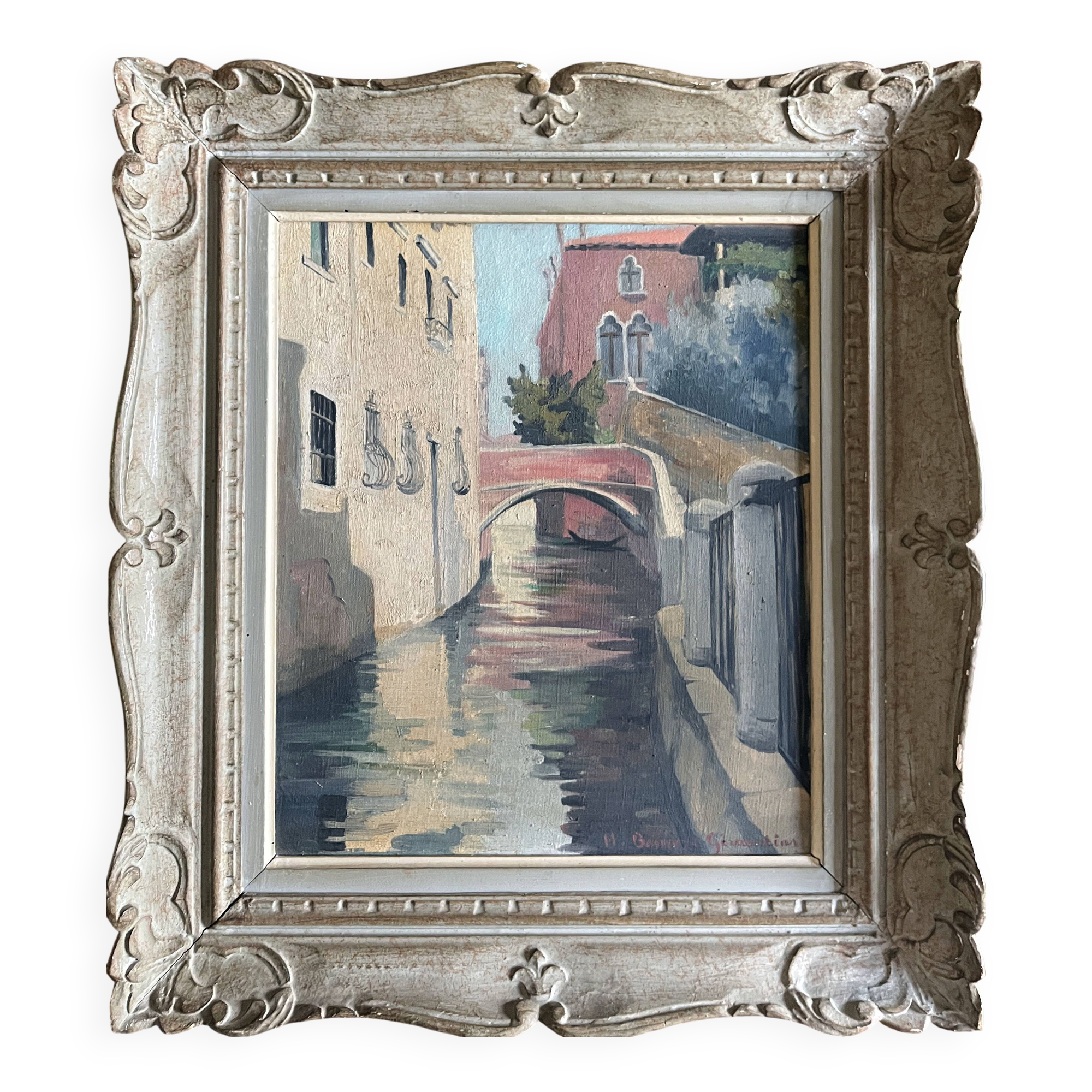 Table Hst Hélène BESNARD-GIRAUDIAS (1906-2003) Venice + frame