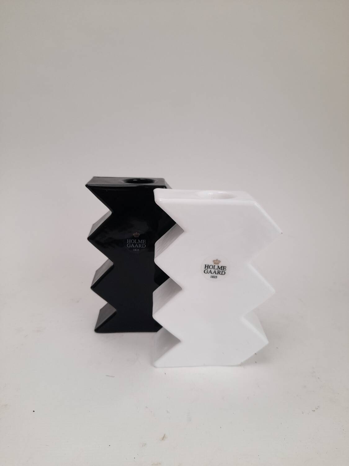 2 zigzag glass candle holders by Holmegaard