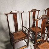 6 Vintage Oriental Asian Chinese Brown Tallback Yokeback Side Chairs. 2 x armchair / 4 x without a