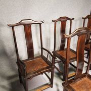 6 Vintage Oriental Asian Chinese Brown Tallback Yokeback Side Chairs. 2 x armchair / 4 x without a