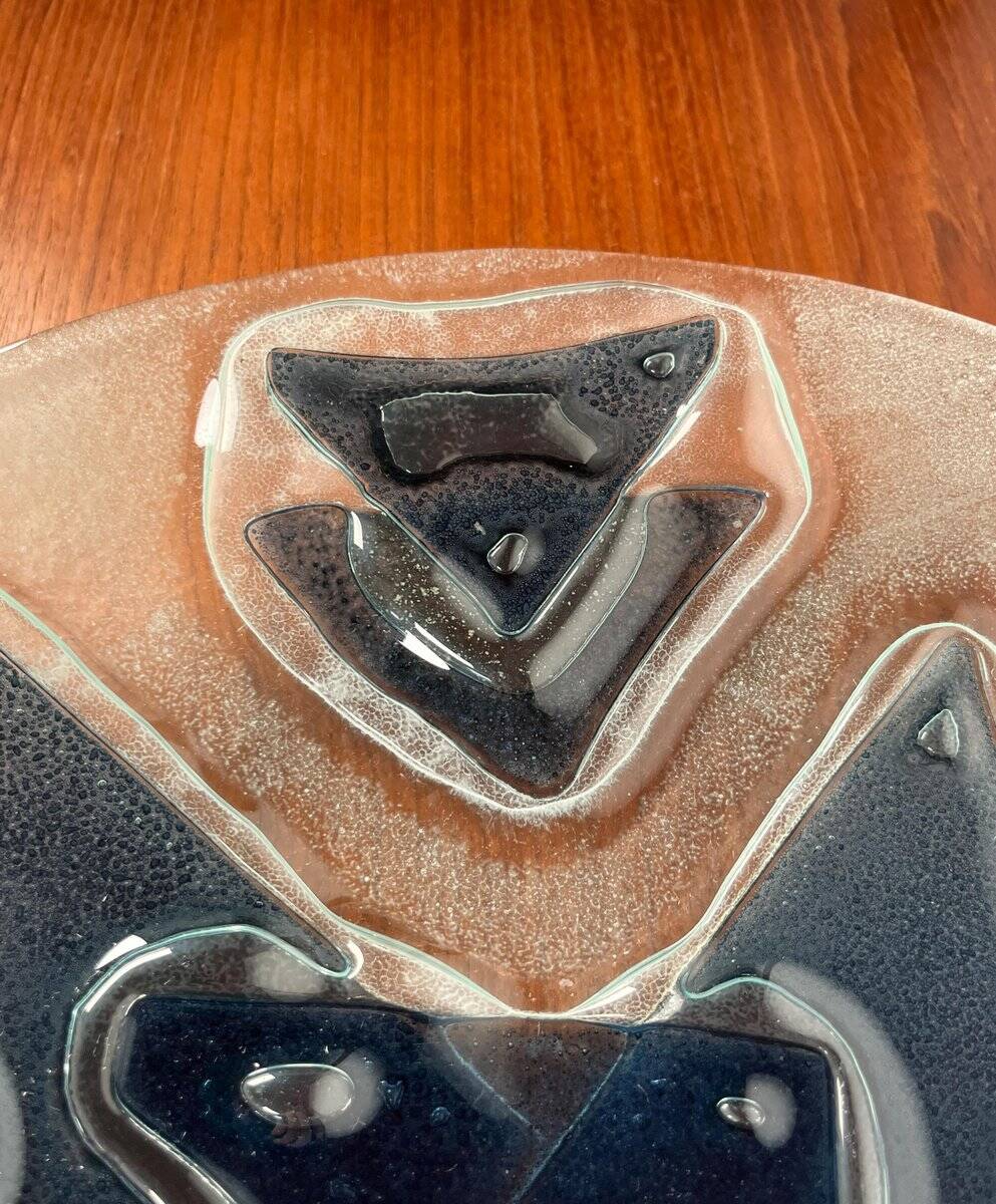 Large glass art bowl from mid-century Danish design, 1960s.