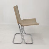 Set of 2 italian canvas and chromed metal chairs, 1970's