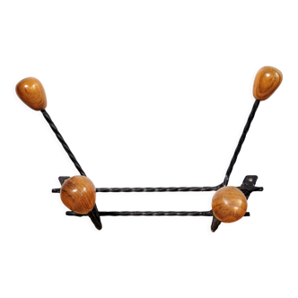 Wall coat rack wood 1960