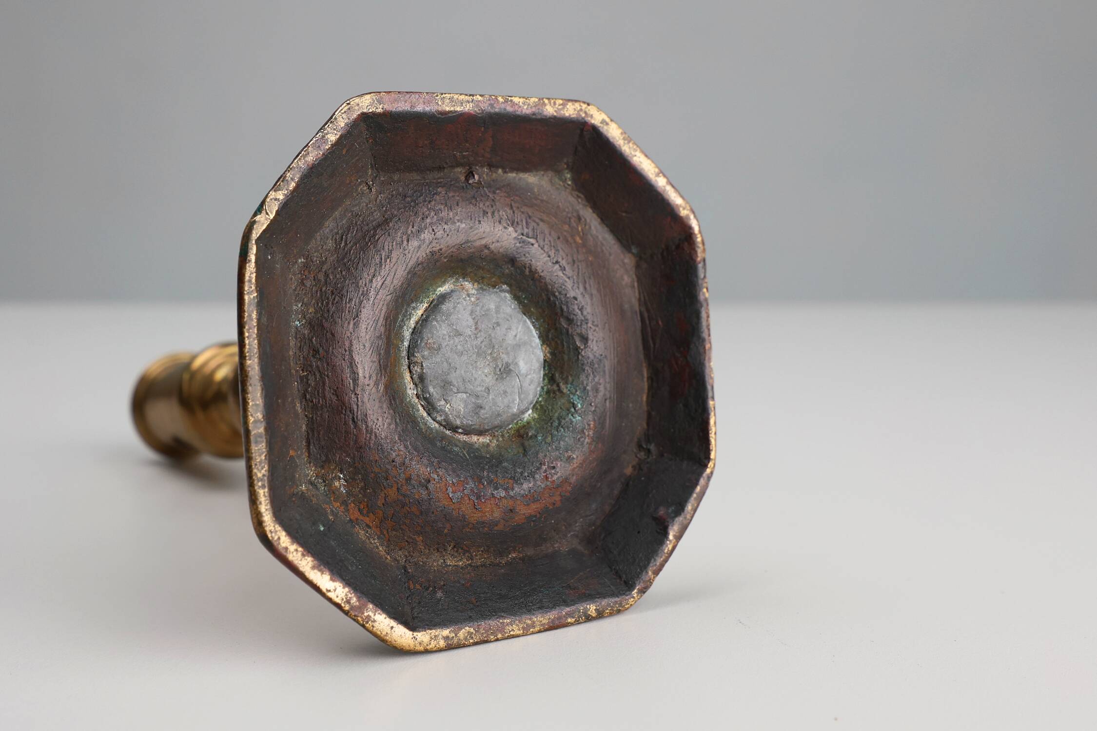 Antique French early 17th century haute epoque copper candlestick