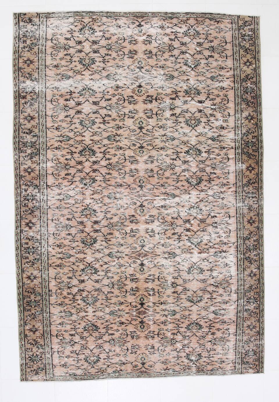 Light Blush Pink All-over Floral Vintage Rug, 188x276Cm