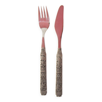 Norwegian pewter Viking cutlery Odd Leikvoll for 6 circa 1950 (12 pieces)