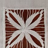 Napperon brodé lin blanc vintage