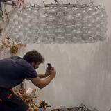 Extra Large Murano Glass Bubble Chandelier / Flushmount, Italy, 1980s