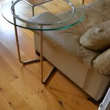 Side table or end table vintage metal and glass