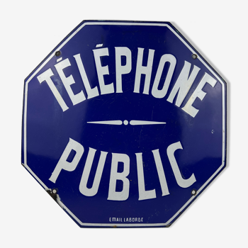 Plaque téléphone public emaillerie laborde  1930