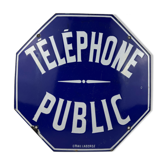 Plaque téléphone public emaillerie laborde  1930