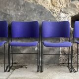 Set of 6 blue Howe 40/4 stacking chairs by David Rowland