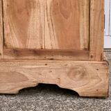 Parisian wardrobe in raw wood with engraved glass from 1920.