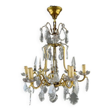 Brass and Crystal Chandelier, 20th Century