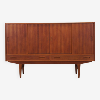 Buffet haut en teck, design danois, années 1970, fabriqué par Børge Dam