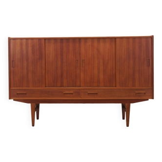 Buffet haut en teck, design danois, années 1970, fabriqué par Børge Dam