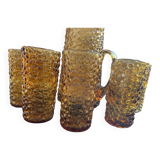 Orangeade service, carafe and seventies glasses