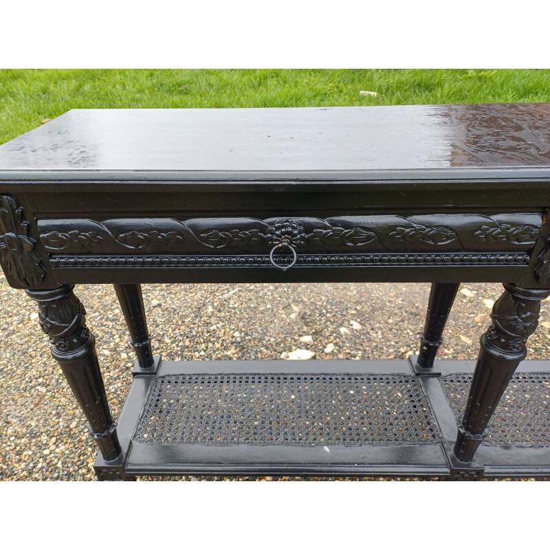 Napoleon III style wooden and cane console