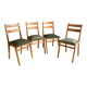 Set of 4 vintage chairs in wood and corduroy – 1950s/60s