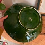 Grand plat / saladier en faïence barbotine émaillée – forme feuille