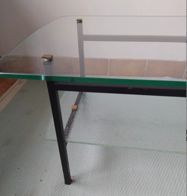 Vintage rectangular glass coffee table