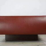 Vintage square travertine and leather coffee table