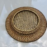 Set of 6 rattan and cane trays, 1970