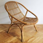 1960's Set of Four Rattan Armchairs and Side Table by Jaroslav Prochazka for ULUV