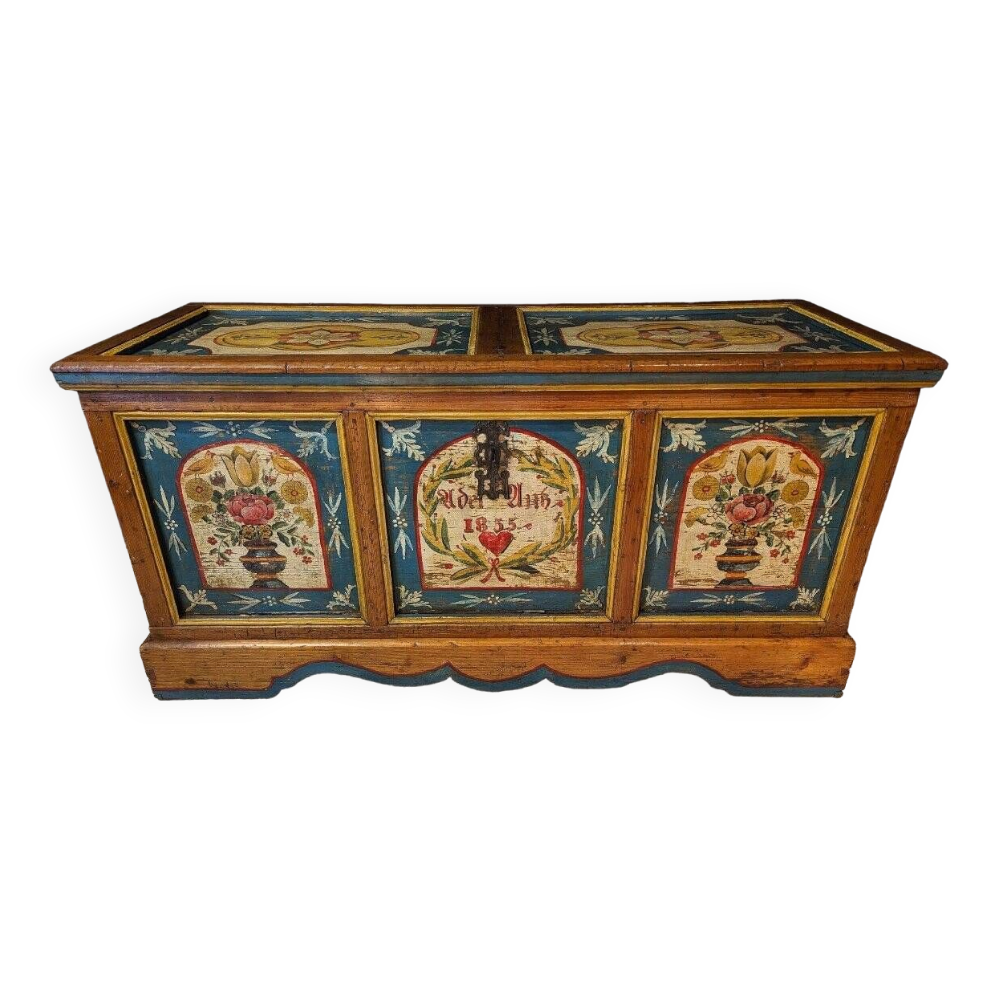 Tyrolean Wedding Chest Painted and Dated 1855