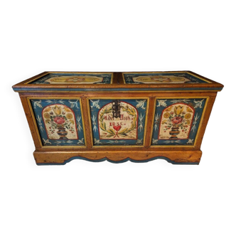 Tyrolean Wedding Chest Painted And Dated 1855