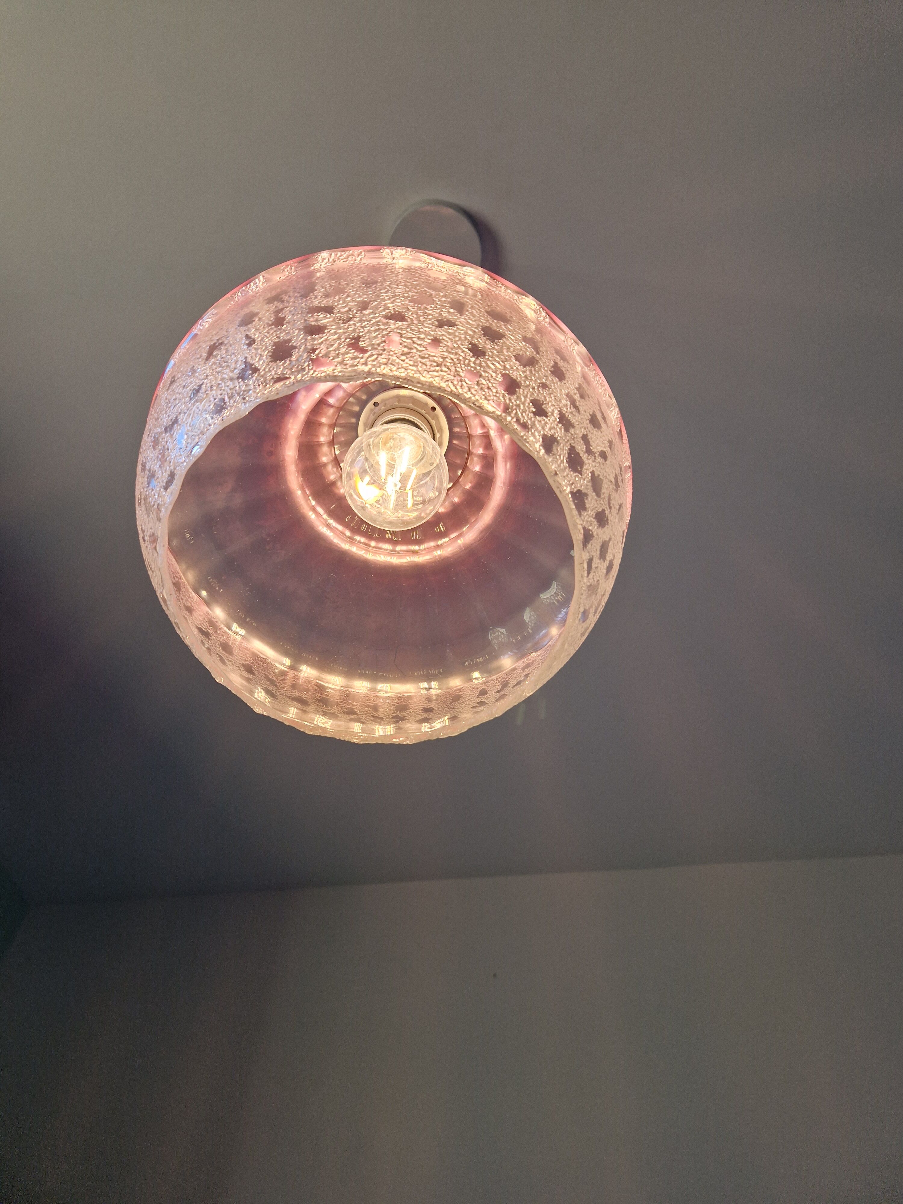 Vintage pendant lamp in pink glass