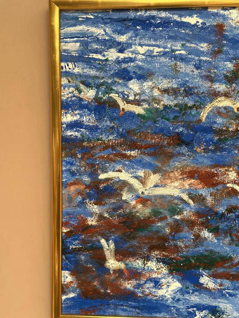 Original Swedish Oil on Canvas – “Storm” by Göta Fogler – Signed – Vintage & Framed – 50 × 42 cm (19.7" × 16.5")