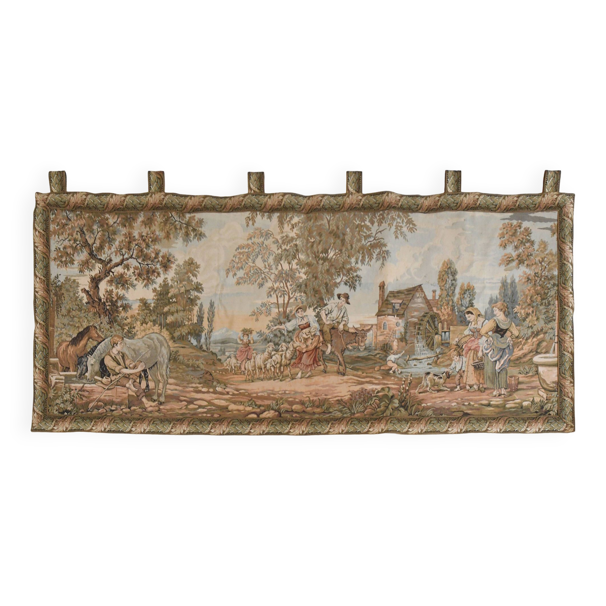 Metrax mechanical tapestry decorated with countryside scenes