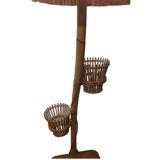 Vintage Rattan Lamp With Plant Pots, 1950/60s