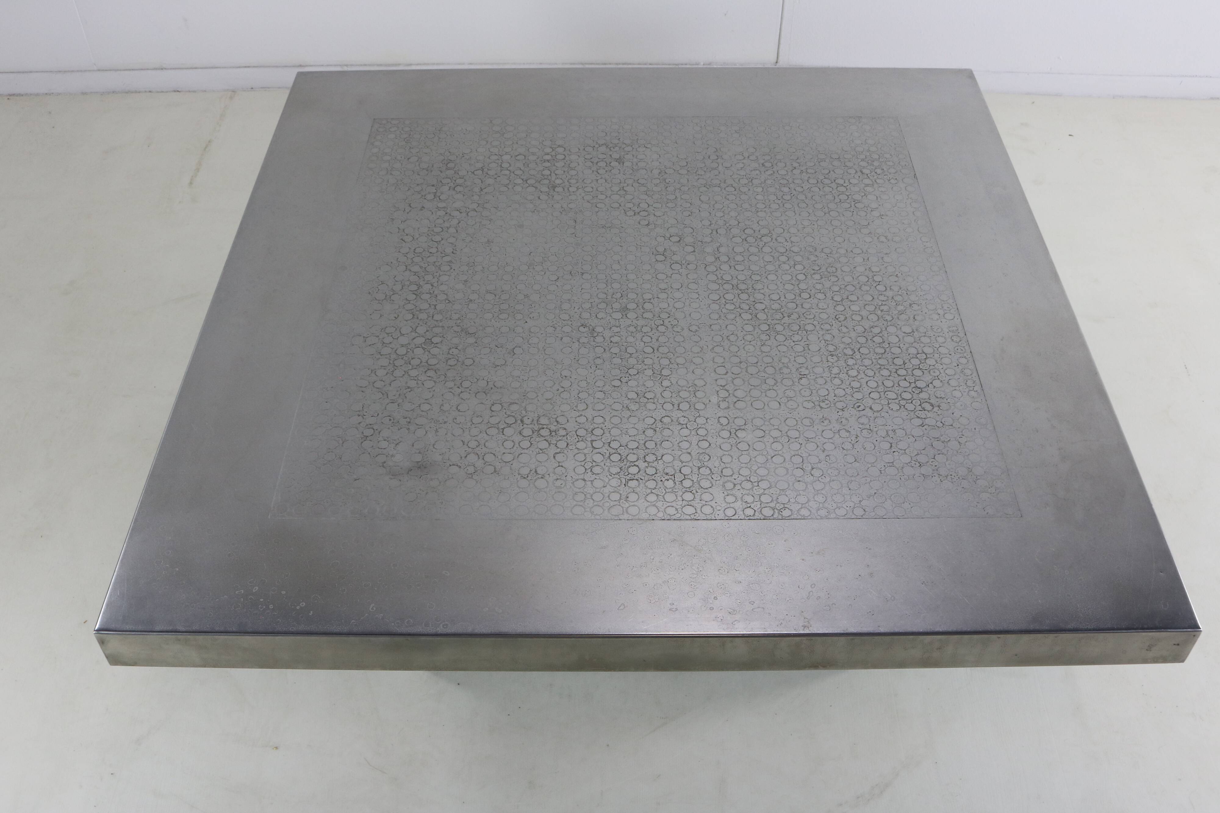 German design etched metal coffee table by Heinz Lilienthal