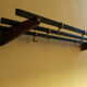 Teak, brass and black metal coat and hat rack, 1960