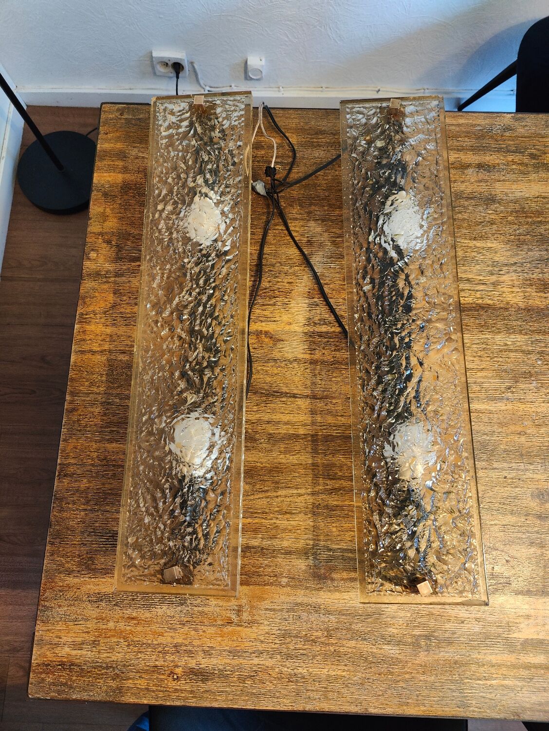 Pair of large Dallux wall lights attributed to Pierre Disderot.