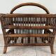 Rattan and wood magazine rack - VINTAGE (1970)