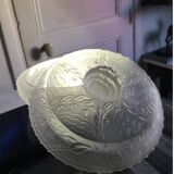 Art Deco Molded Glass Candy Box / Powder Box - Floral