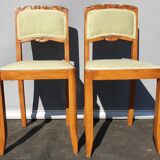 Pair of chairs Art Deco apple green fabric
