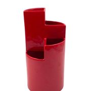 Franco Bettonica, red ceramic vase mod. fb1, Gabbianelli Italy ca. 1970