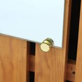 Wall-mounted pine coat rack with mirror, 1970s