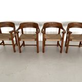 Rainer Daumiller Dining Chairs in Pine and New Paper Cord, 1970s
