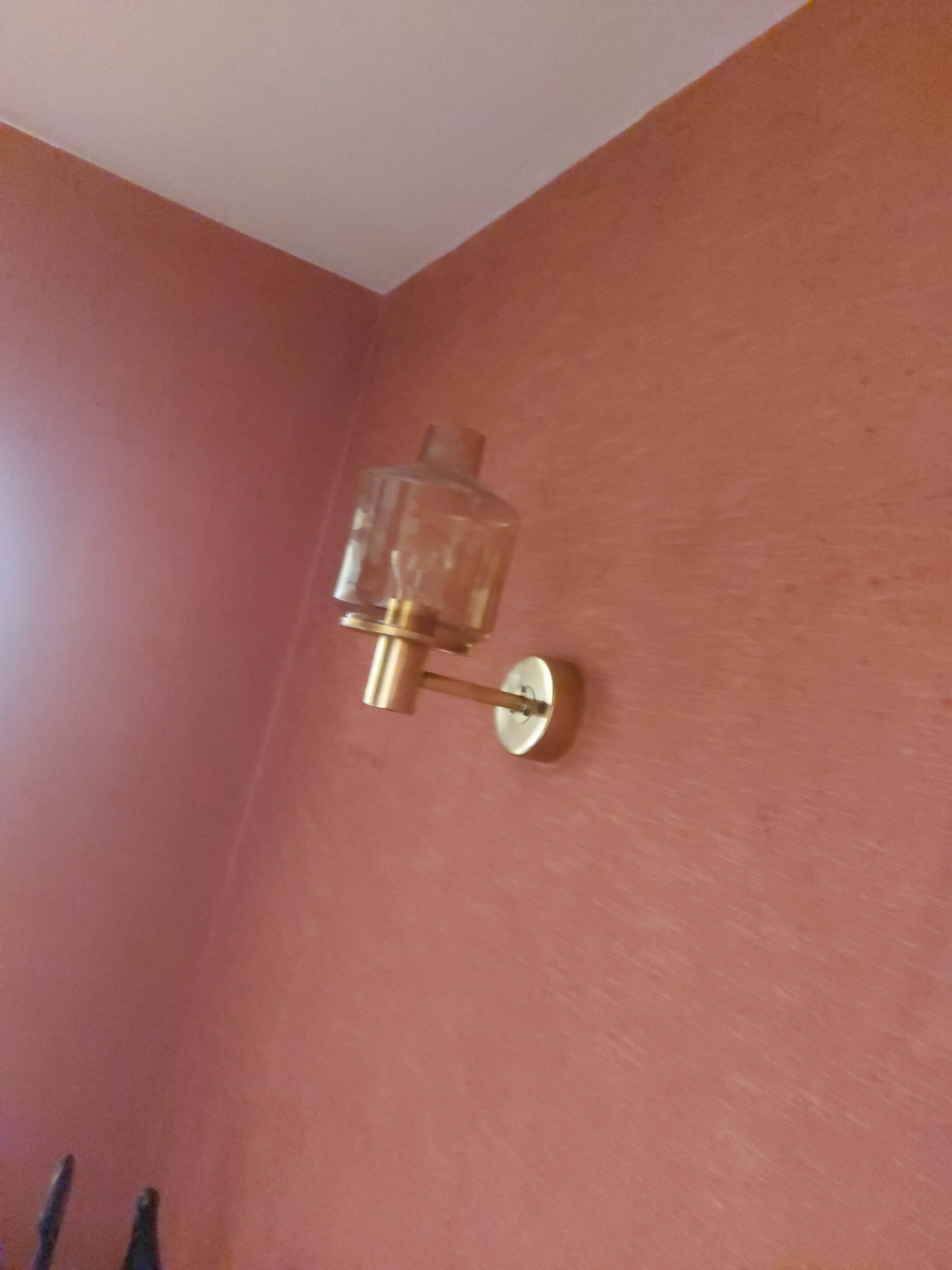 Pair of 60'S brass wall lamps, Hans Agne Jakobsson, model V212A