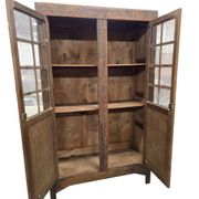 Bibliothèque vitrée vintage en bois foncé