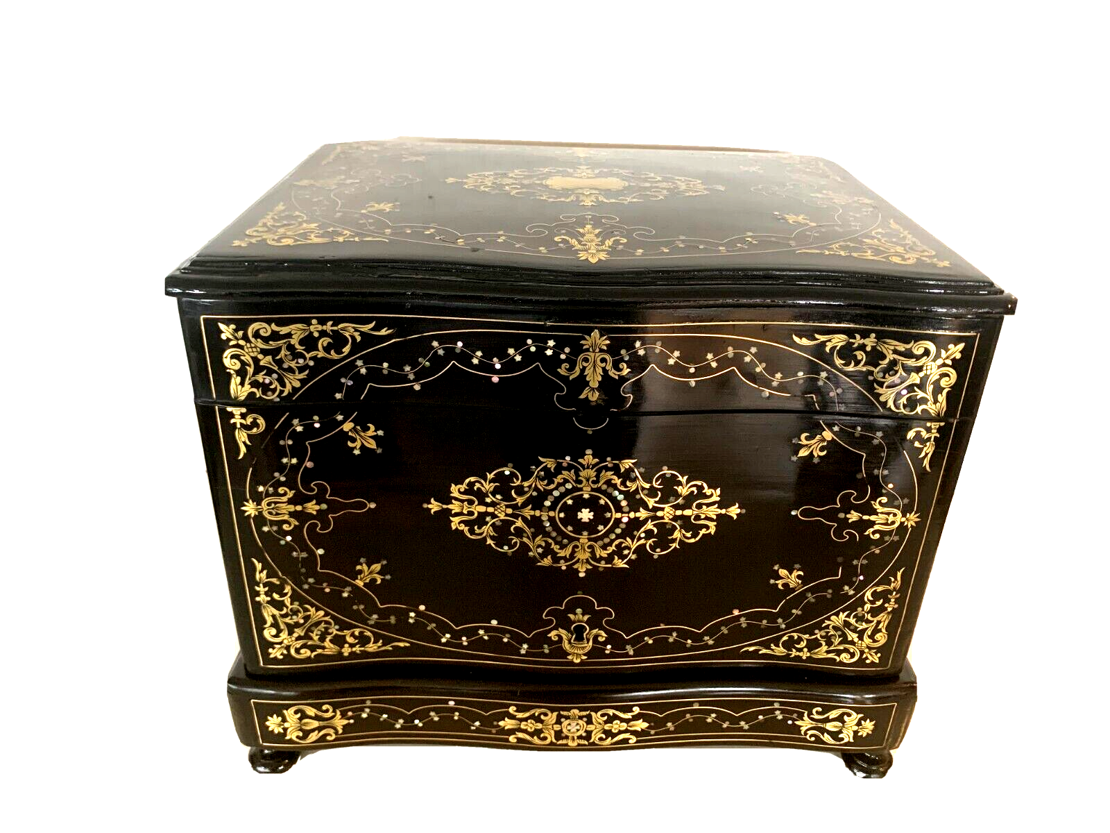 Complete liquor cellar Napoleon III Marquetry boulle Antique box