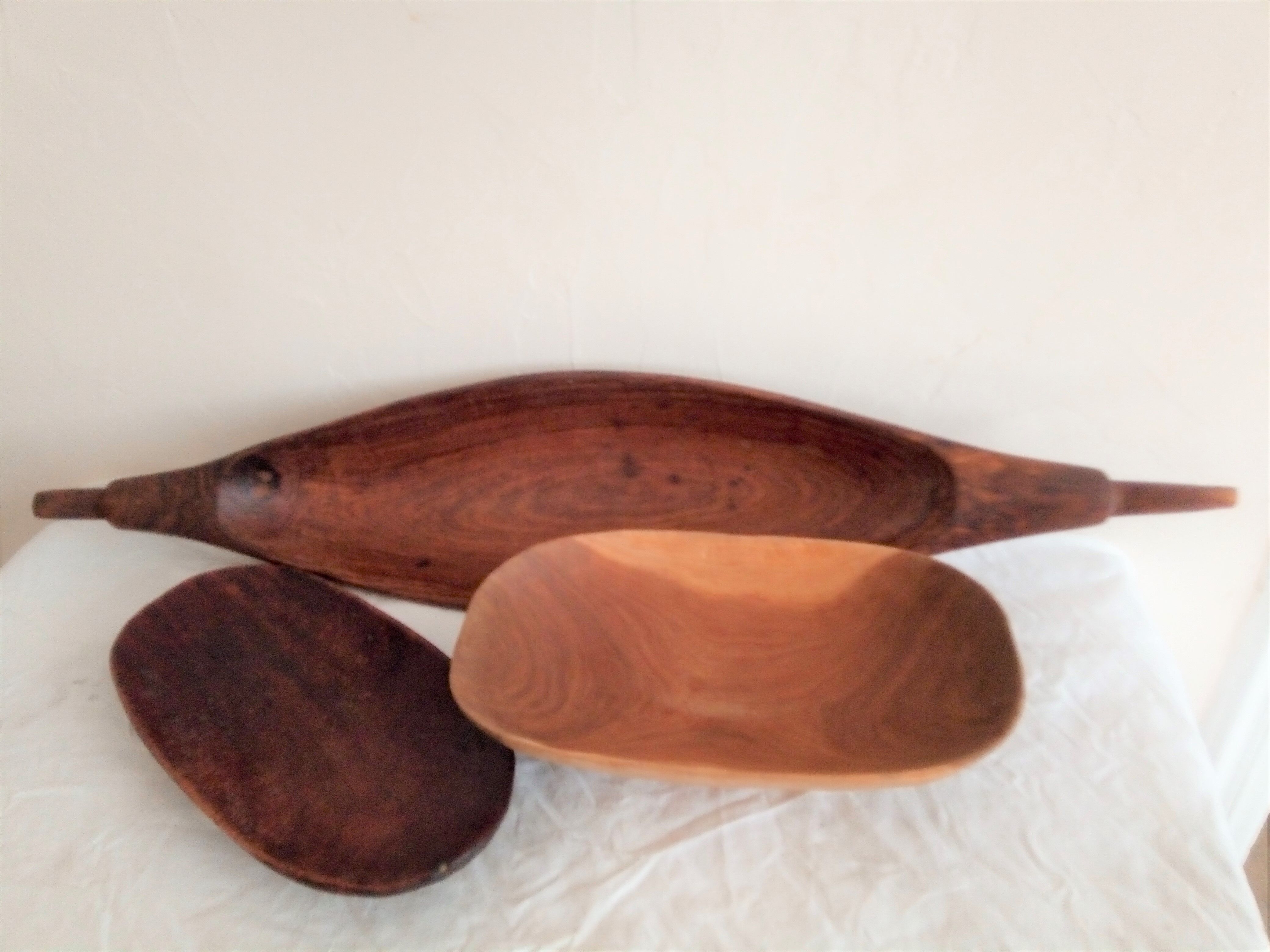 Lot of 3 African wooden dishes