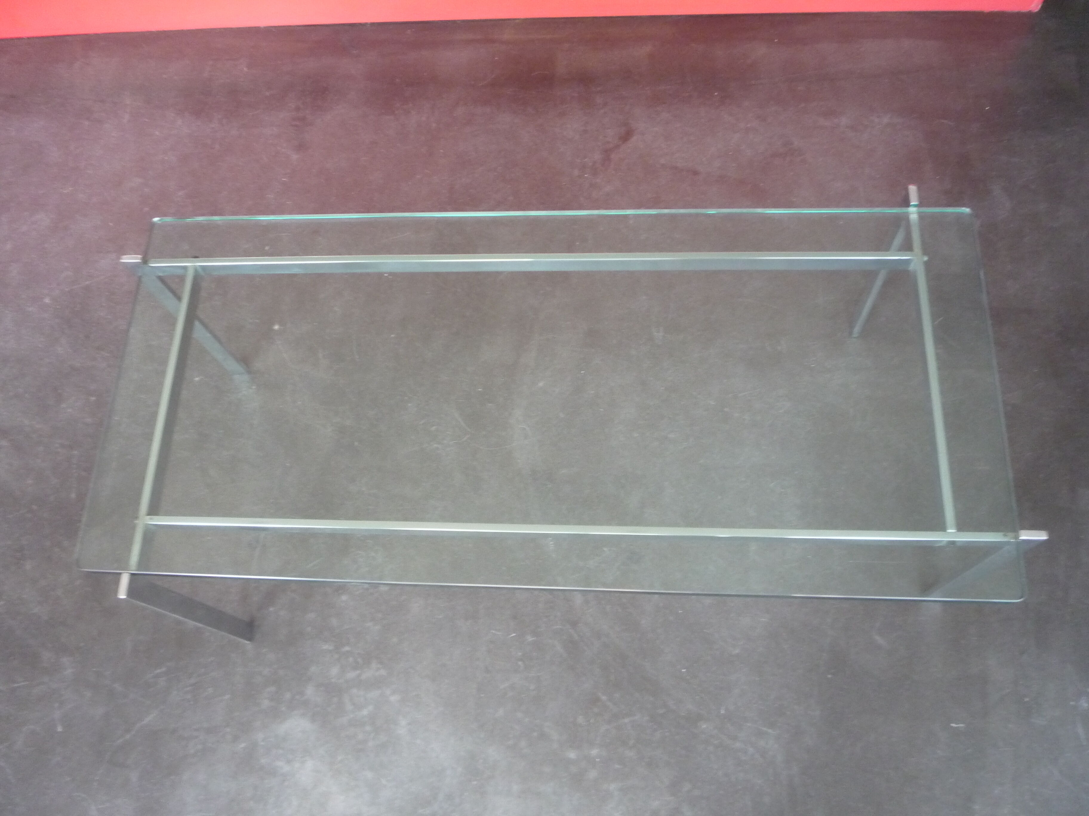 Vintage coffee table circa 1960 - chrome and very thick glass