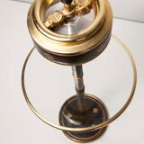 Ashtray on feet 60s gold, glass and leather